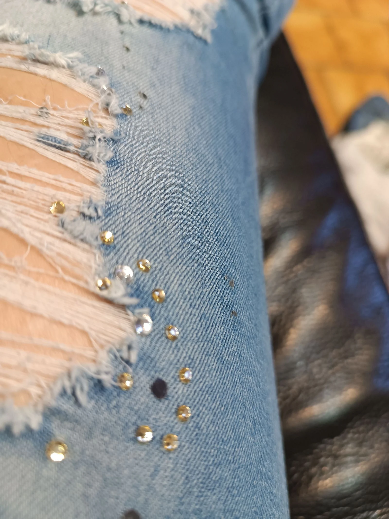 LD Style slim jeans with rhinestone holes - Size XS – photo 7